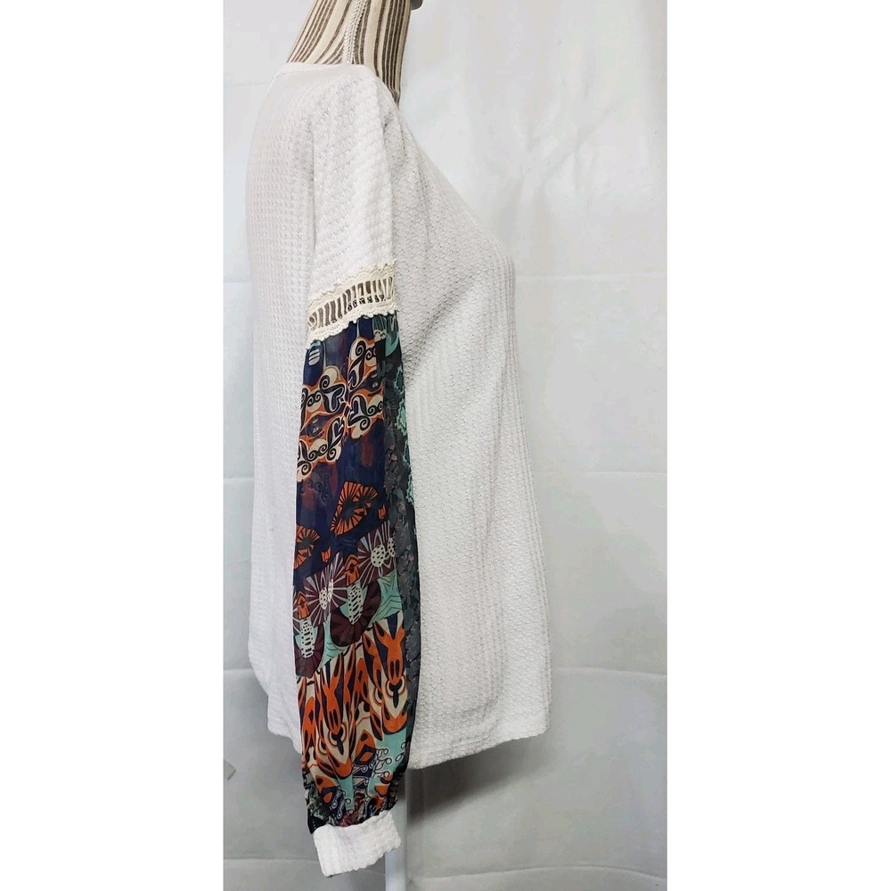 Grace & Emma Women's Sheer Long Sleeves V Neck Blouse Top Size‎ Small